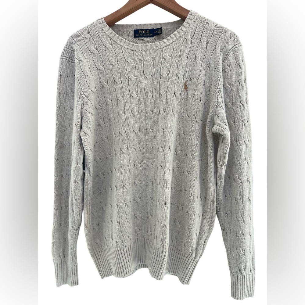 Polo by Ralph Lauren Cream Cable Knit Crewneck Sweater